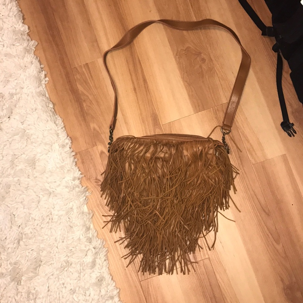Camel color fringe bag